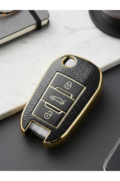 Lanitra غطاء مفتاح جلدي نانو بثلاثة أزرار لسيارات بيجو 208 و301 و307 و308 و50...