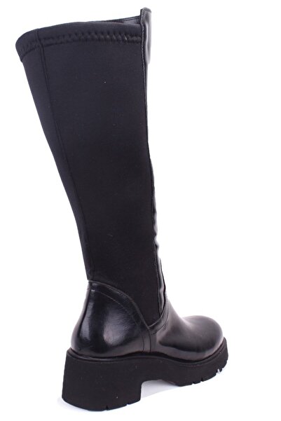 DAGOSTER Dza07-8961105 Black Patent Leather Daily Stretch Flat Heel Women's Boots