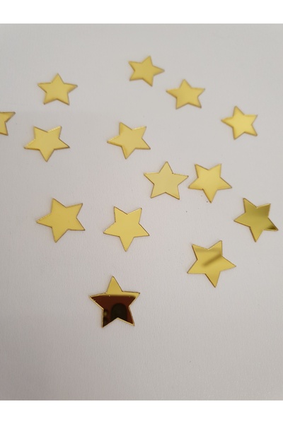 BL Baby Lüks Altın aynalı pleksi bebek ve ev kapı süsü süsleme paketi yıldız 50 parça