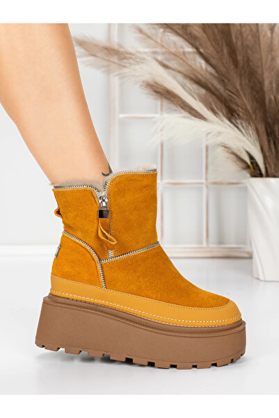 Pantoful Women's boots made of genuine leather 3ASJN75 Yellow