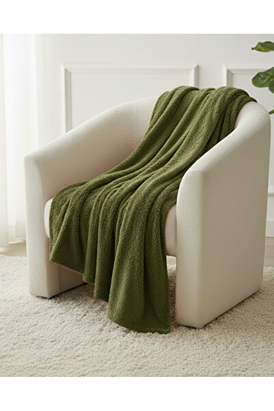 REDTAG Green Plush Blanket (Double Size)