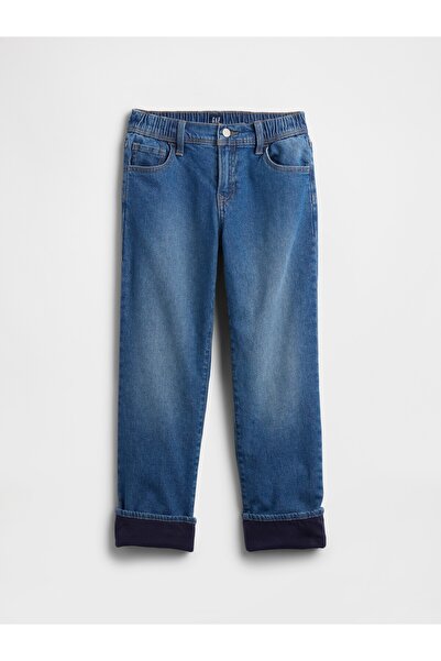 GAP Erkek Çocuk Mavi Original Straight Astarlı Çizgili Jean Pantolon