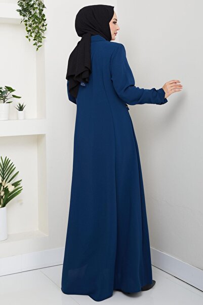 hafsamina Brooched Large Size Ferace Petrol Hm2843