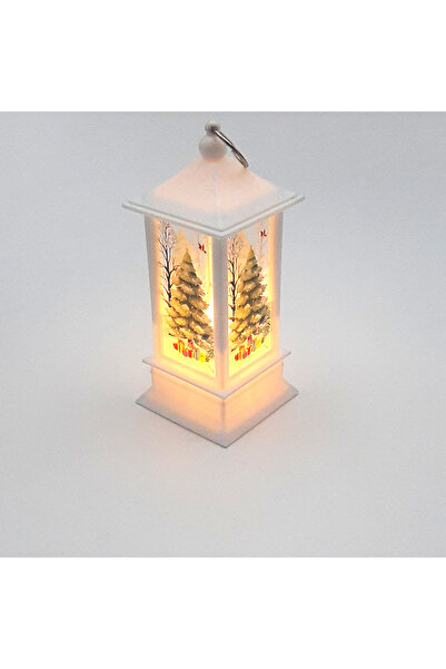 Bimotif Christmas Decoration Lantern, Led Night Light, 12.5 cm White Pine Tree