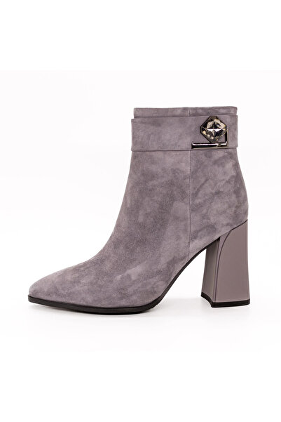 advancer Γυναικεία Μποτάκια με Χοντρό Τακούνι K615-1R Γκρι