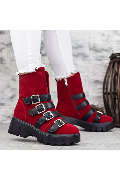 mei Women's Boots 2MX381A Red-Black