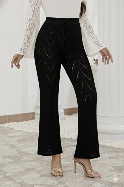 Butik Women's High Waist Lace-Up Patterned Trikopian Trousers