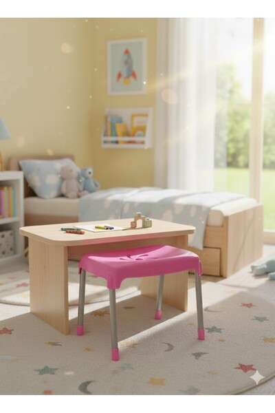 Saban Pembe, Çocuk Sandalyesi Metal Ayaklı Tabure