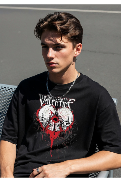 Freak Tshirt Black Color Bullet for My Valentine Printed Unisex Oversized Cut T-Shirt
