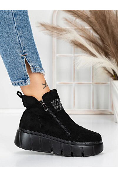 mei Ghete Dama cu Platforma 5AH65 Negru