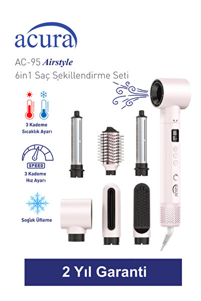 Acura Ac-95 Airstyle Negative Ion 6in1 Hair Styling and Drying Set