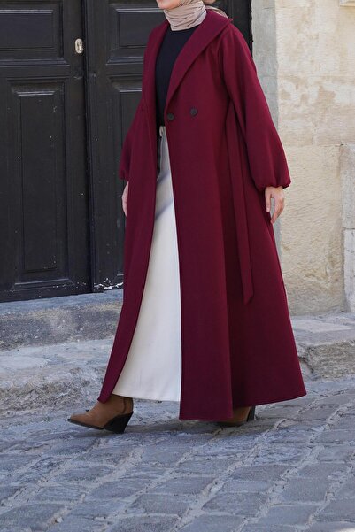 ANDE Şal Yaka Kaban - Bordo