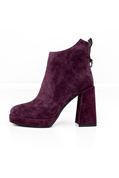 Jose Simon Γυναικεία μποτάκια με χοντρό τακούνι M03-05B Μπορντό