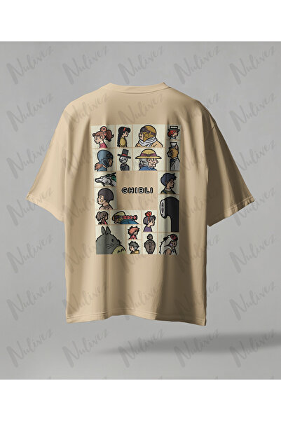 Nulivez Anime Studio Ghibli Design Back Printed High Quality Compact Unisex Oversized T-Shirt