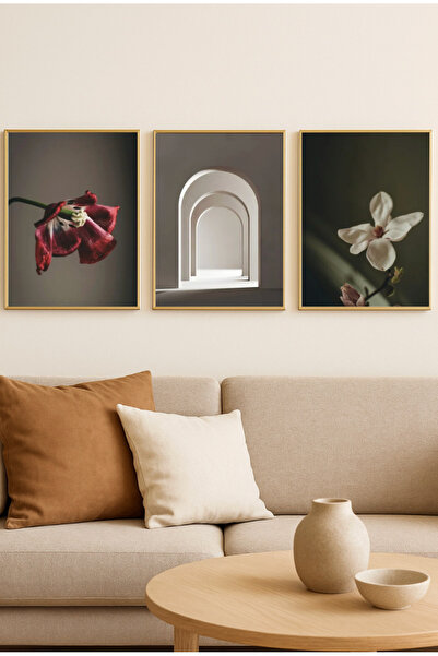 seninürünün Çiçekler Arasında - Gerçek Cama Baskı Gold Alüminyum Metal Çerçev...