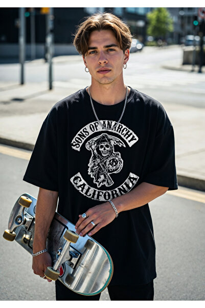 Freak Tshirt Black Color Sons of Anarchy California Printed Unisex Oversized Cut T-Shirt