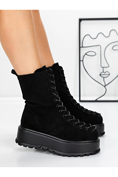 mei Γυναικείες Μπότες Πλατφόρμας 3AL77 Μαύρες