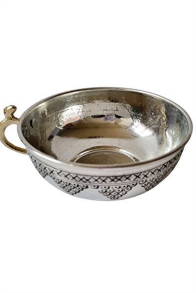 Trade Bazaar Gaziantep Handcrafted Hammered Silver Copper Ayran Bowl 12X12X6Cm