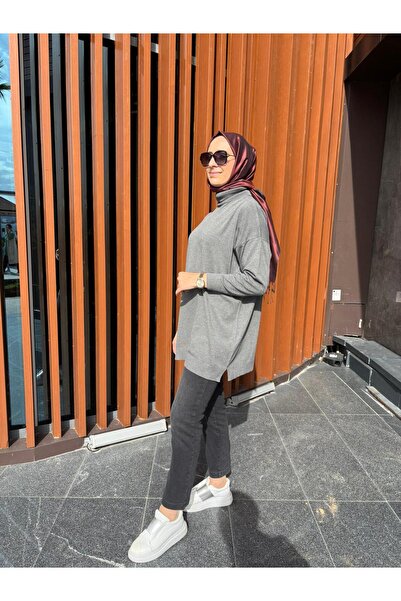 TERZİ DÜKKANI Td3876 Voleta High-Necked Women's Tunic Anthracite