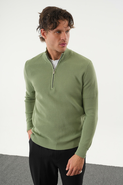 No Way Ανδρικό πουλόβερ με μισό φερμουάρ και βασικό πλεκτό πουλόβερ