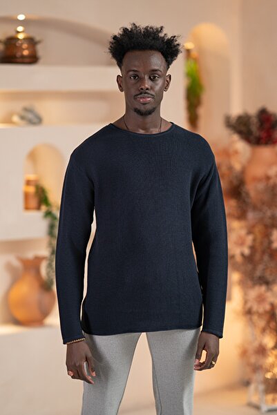 AKÇAYLAR Regular Fit Stretch Fabric Self Striped Transitional Sports Sweater