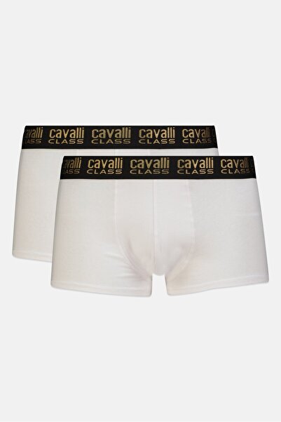 Cavalli Class Men 2 Pieces Brand Logo Trunks, White