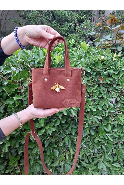 Funca Baby Bee Bag Süet Mini El ve Omuz Çantası