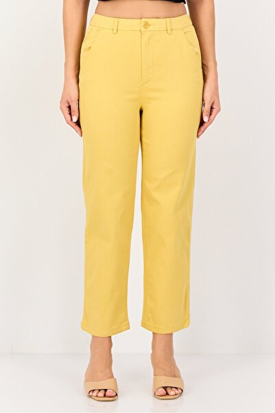 Reiko Women Chino Fit Solid Stretchable Straight Leg Pants, Mustard