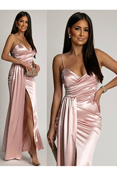 AndraRose Styles Rochie Elyna Satinată cu Crăpătură