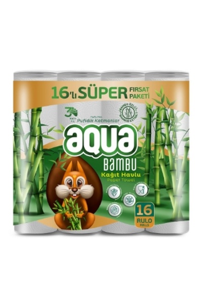 Aqua Havlu 16'Li Bambu 3katli 4 Adet