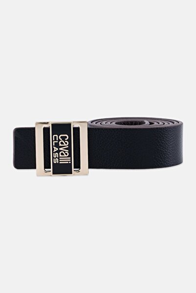Cavalli Class Women Reversible Gold Buckle Leather Belt, Multicolor