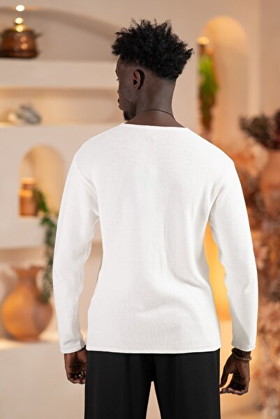 AKÇAYLAR Regular Fit Stretch Fabric Self Striped Transitional Sports Sweater