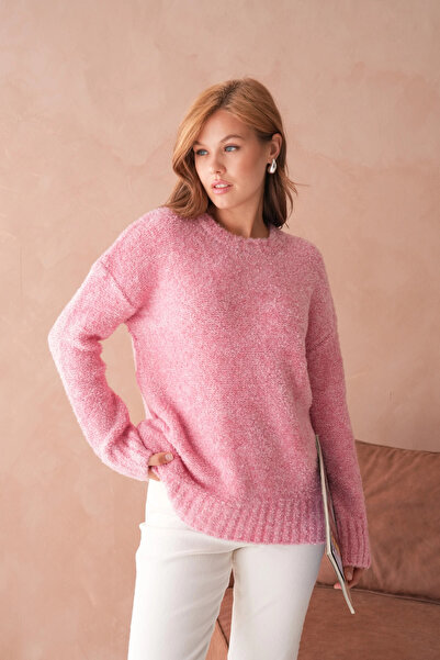 Park Karon Women's Cycling Wrinkled Collar Soft Textured Oversized Knitwear Sweater