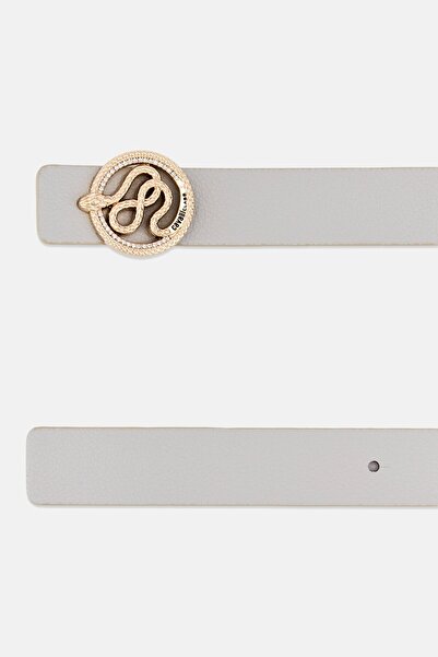 Cavalli Class Women Reversible Gold Buckle Leather Belt, Multicolor