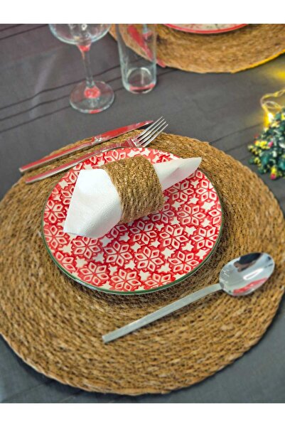 SEVER HOME Wicker Napkin Ring/Rafle 6 Pieces Brown 5 X 6 cm