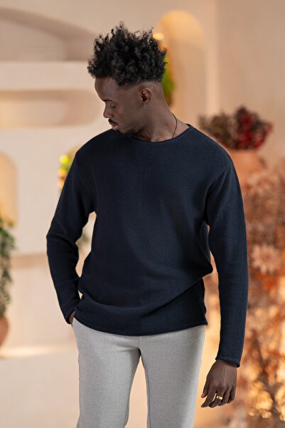 AKÇAYLAR Regular Fit Stretch Fabric Self Striped Transitional Sports Sweater