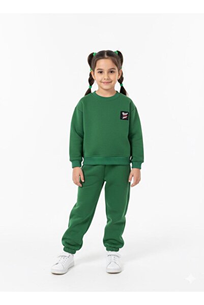 JCKS KİDS Μακρυμάνικο επένδυση fleece Σετ αθλητικό κοστούμι με διπλή τσέπη με ελαστική μέση και πόδια