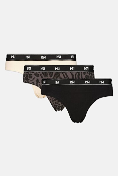 Bebe سراويل داخلية نسائية بطباعة جرافيكية، 3 قطع، متعددة الألوان