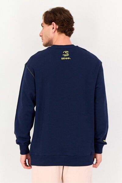 Puma X Senna Men Sportswear Fit Long Sleeve outdoor Sweatshirt, Navy