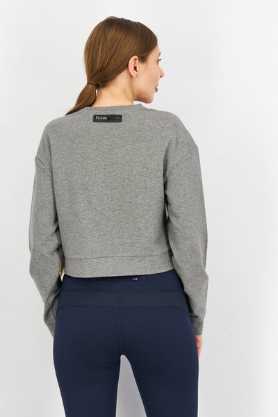 Plein Sport Women Sportswear Fit Long Sleeve Sweatshirt, Grey Combo