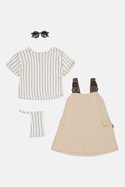 Fudo Kids Girl 4 Pieces Romper Dress Set, Multicolor