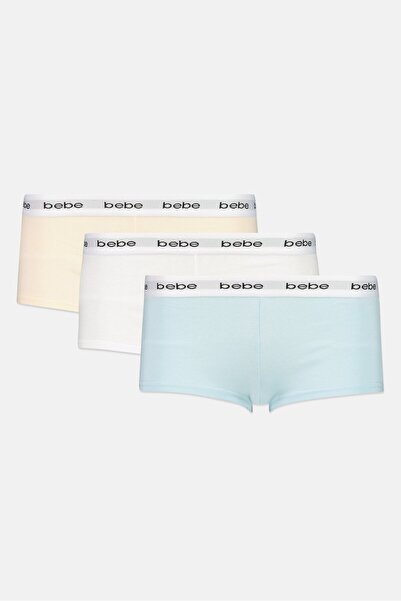 Bebe Women 3 Pieces Brand Logo Boyshorts, Multicolor