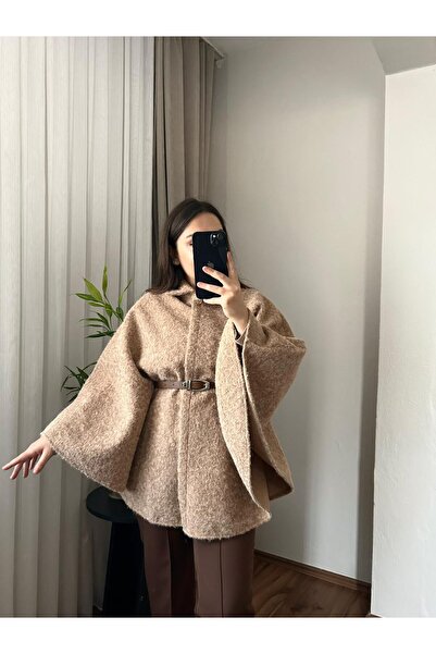 MODA SURA YAKA DÜĞMELİ KEMERLİ PANÇO 4004