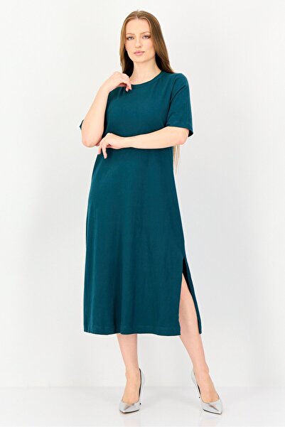 JDY Women Solid Midi Dress, Teal Green
