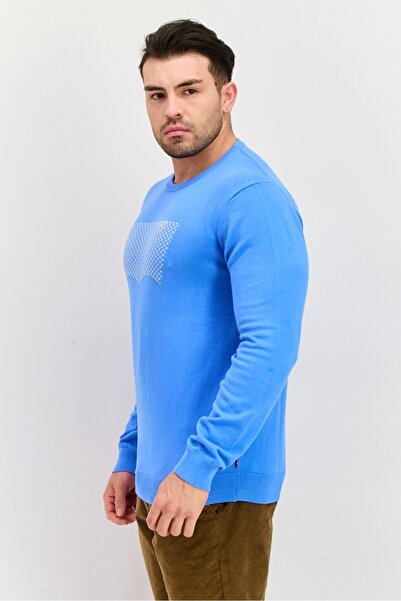 Levi's Men Crew Neck Graphic Print Long Sleeves Sweater, Blue