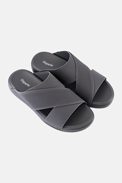 Algspar Men Textured Slip On Arabic Sandals, Grey