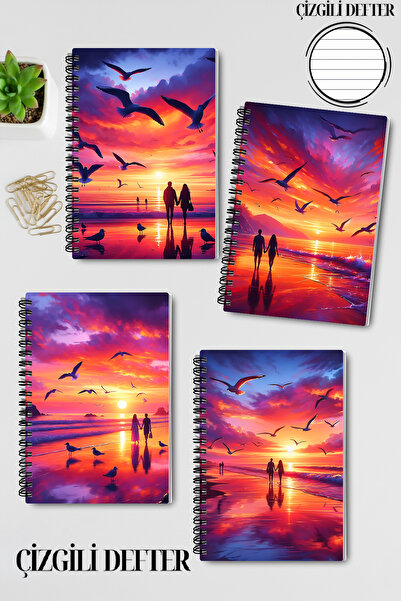 qoeuyl boutique Deniz Günbatımı Sunset Дизайн Телескопічний A5 Лінійка 4-х на...