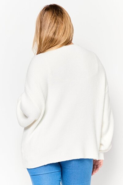 Gentle Fawn Women V Neck Textured Sweater, White