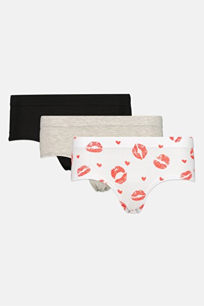 Bebe مجموعة من 3 سراويل داخلية نسائية مطبوعة برسومات جرافيكية، متعددة الألوان