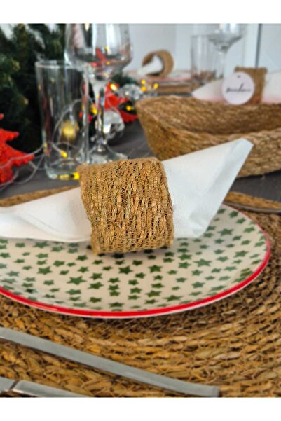 SEVER HOME Wicker Napkin Ring/Rafle 6 Pieces Brown 5 X 6 cm